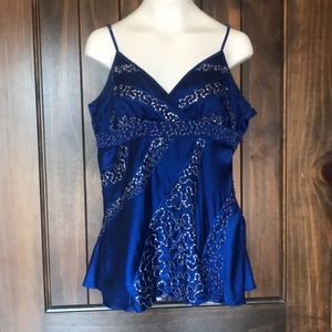 Vintage bebe Satin Blue Sequence Top